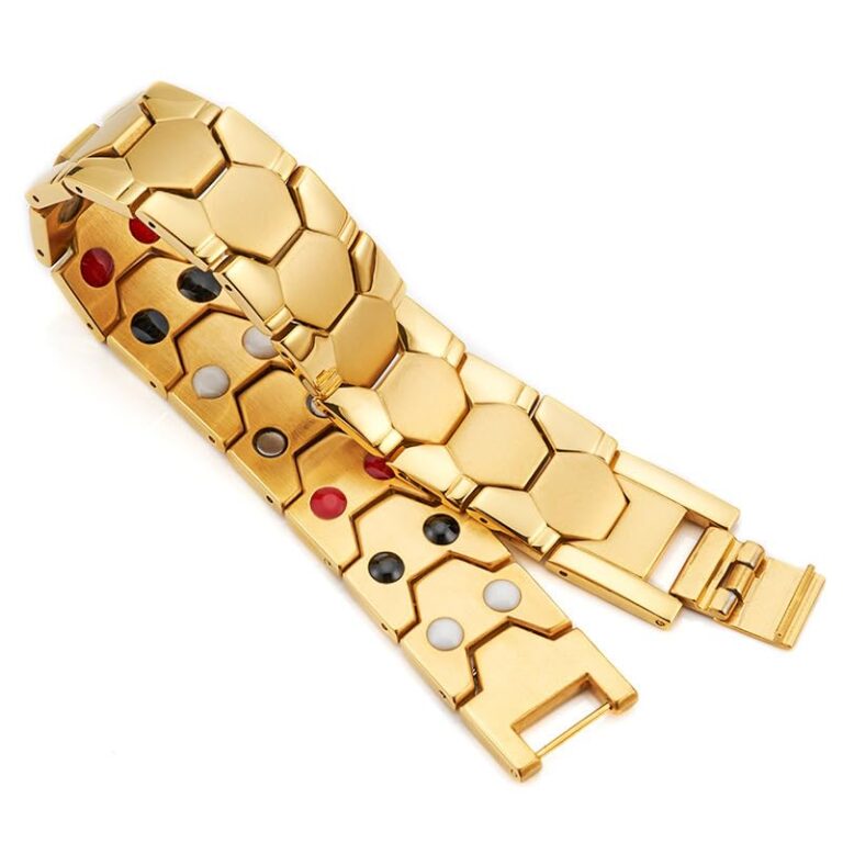 Bio Magnetic Therapy Bracelet Mens Women Golden