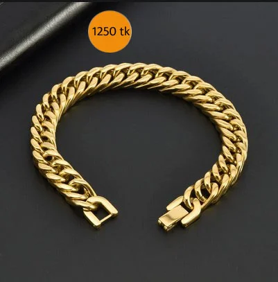 316L Stainless Steel Mens Bracelet Golden