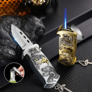 Folding knife lighter