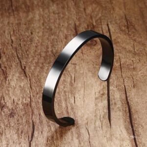 Black Stainless Steel Bangle Bracelet for Men