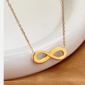 Fashion Stainless Steel 18K Gold Plated Geometric Infinite Symbol Pendant Necklace