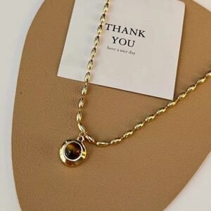 Maillard Brown Natural Stone Pendant Necklace for Women