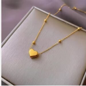Gold Plated Heart Shaped Choker Necklace Stainless Steel Bead Chain Love Heart Necklace Women Jewelry